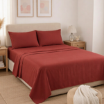 Solid Brick Red Bedding Set